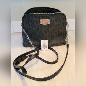 Michael Kors Cindy Dome Black Signature Logo Crossbody Bag